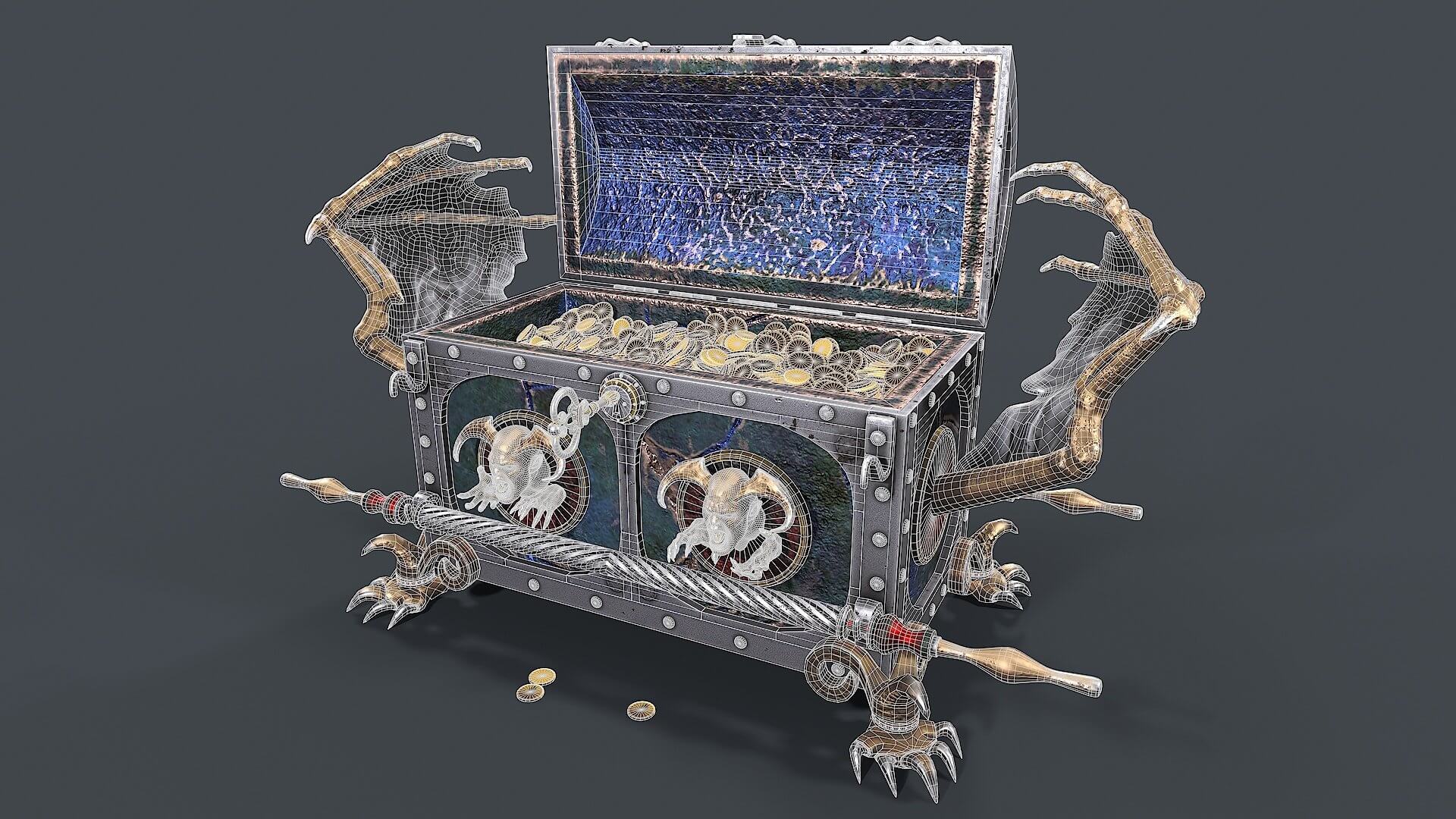 Chest Vampire with Coins 3D Model by Nicu_Tepes