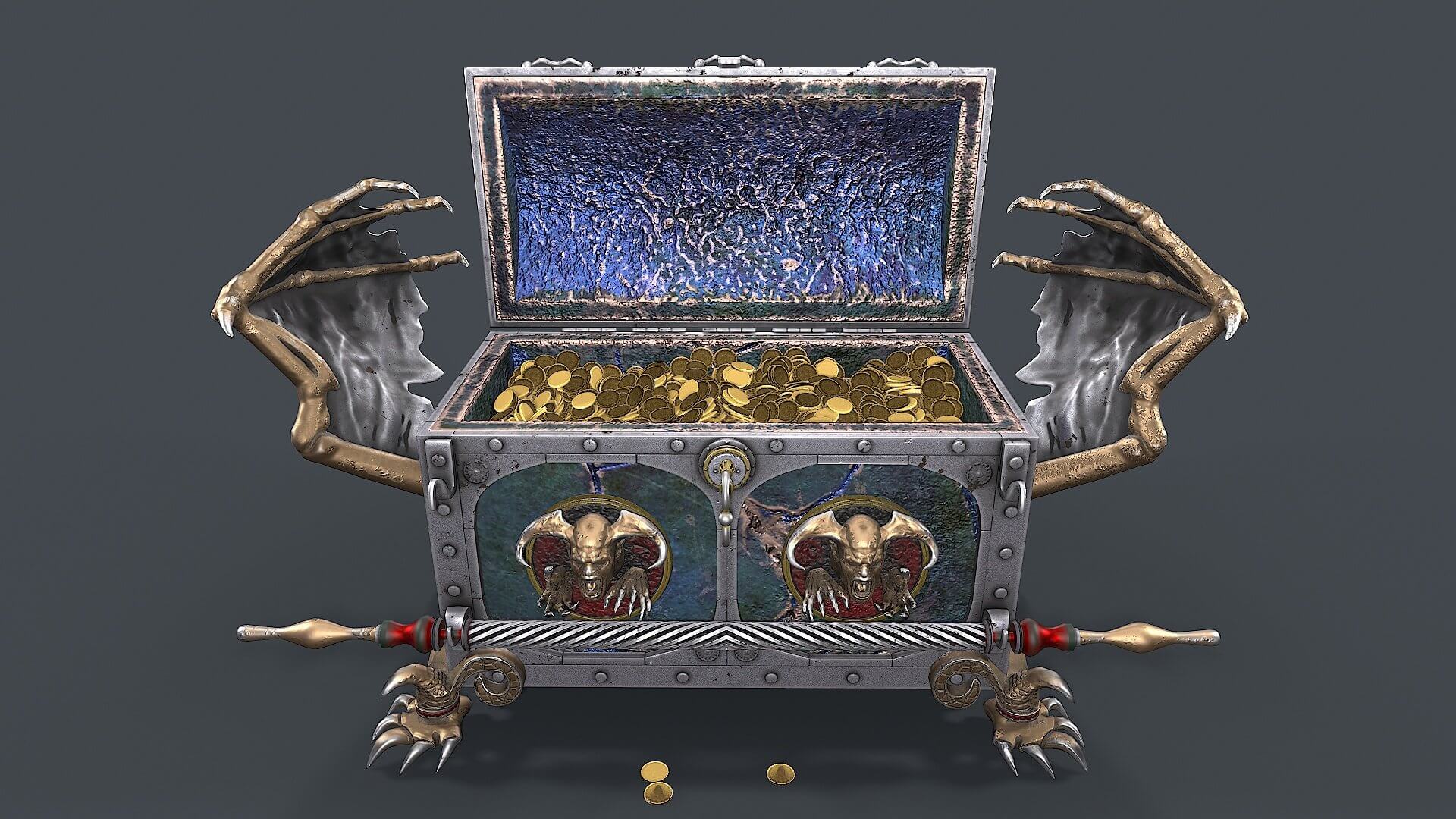 Chest Vampire with Coins 3D Model by Nicu_Tepes