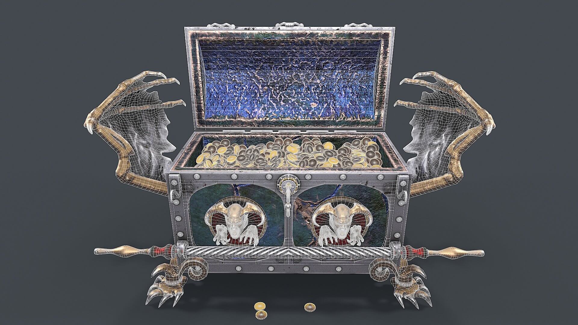 Chest Vampire with Coins 3D Model by Nicu_Tepes