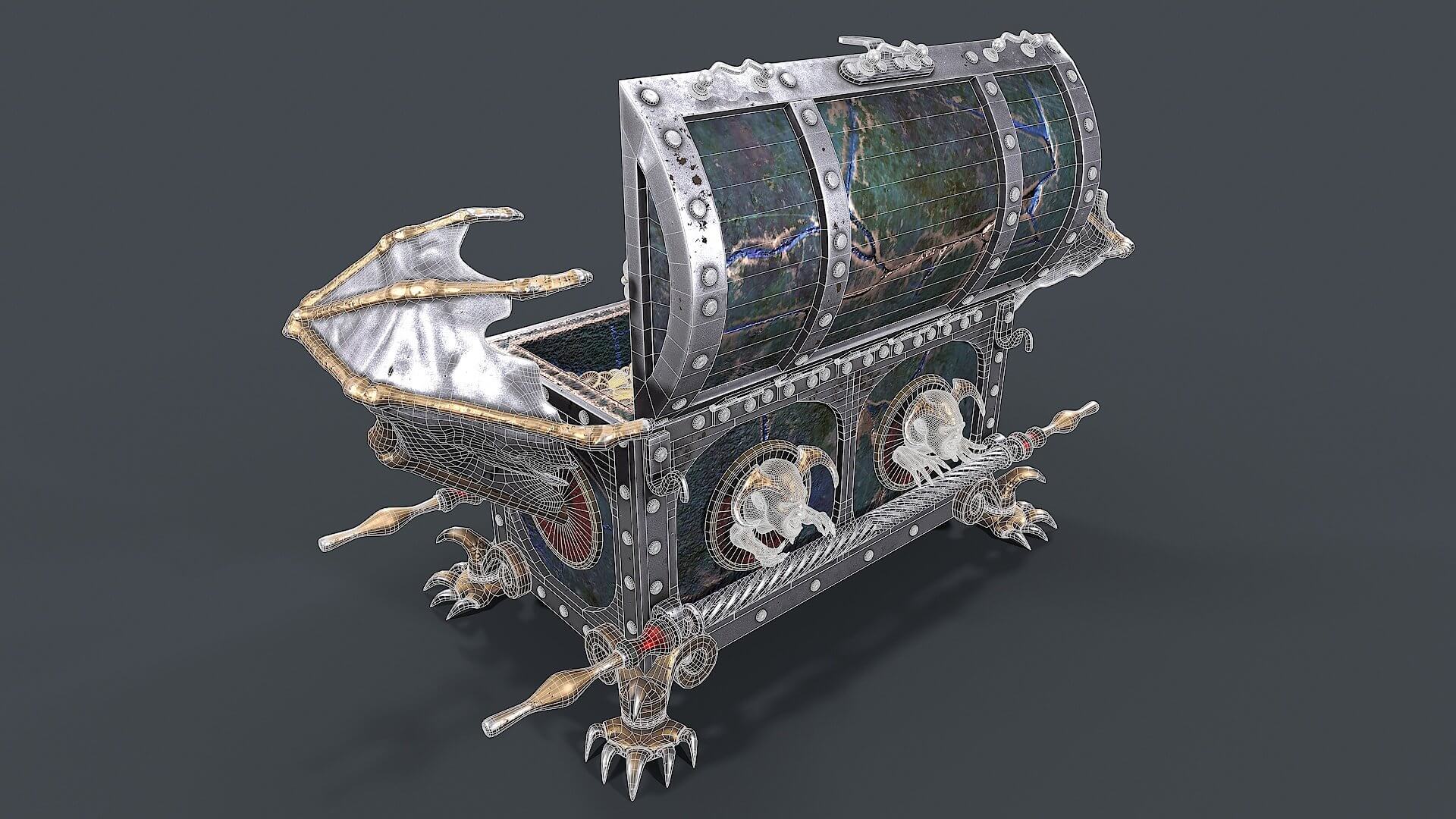 Chest Vampire with Coins 3D Model by Nicu_Tepes