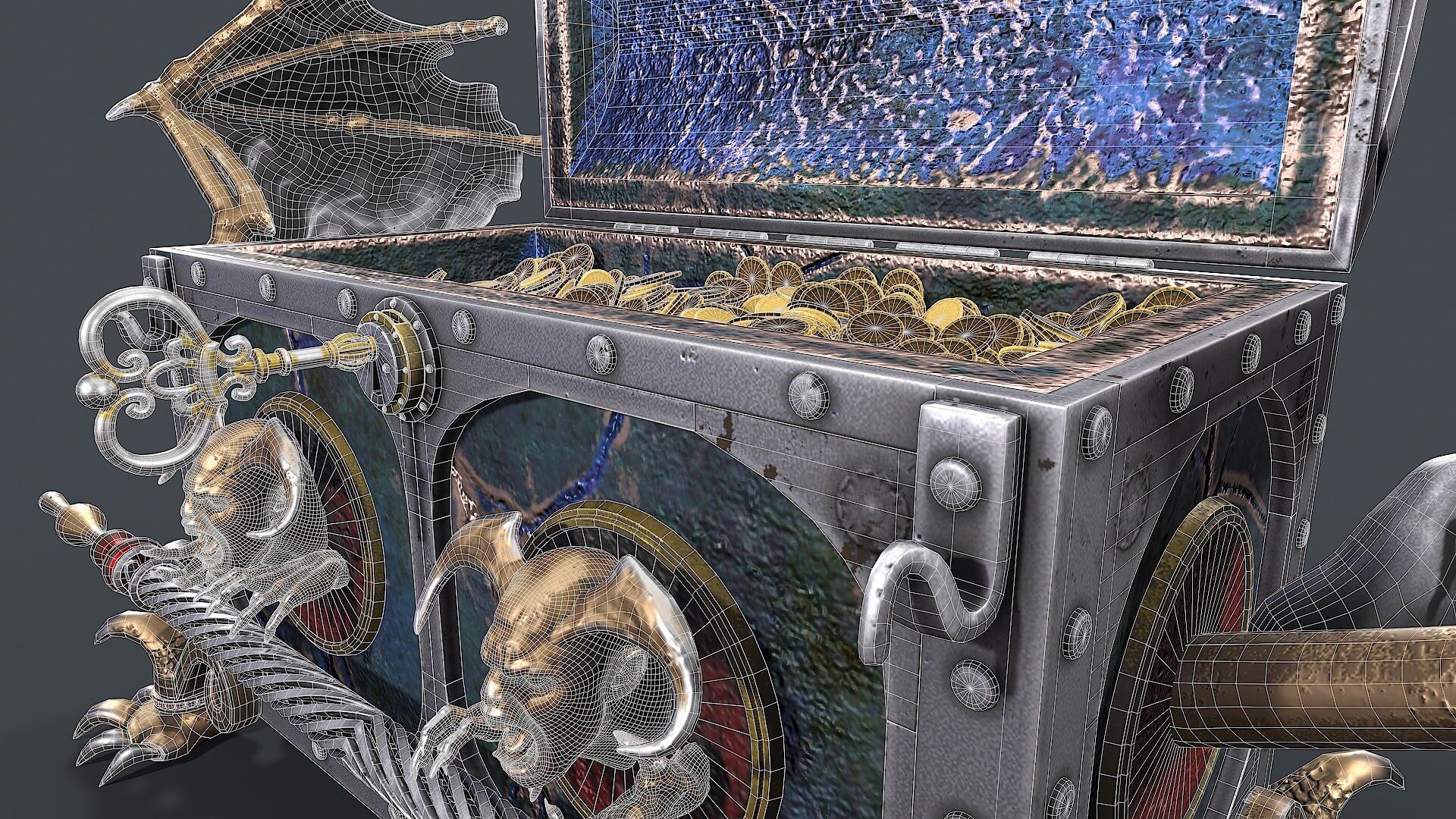 Chest Vampire with Coins 3D Model by Nicu_Tepes