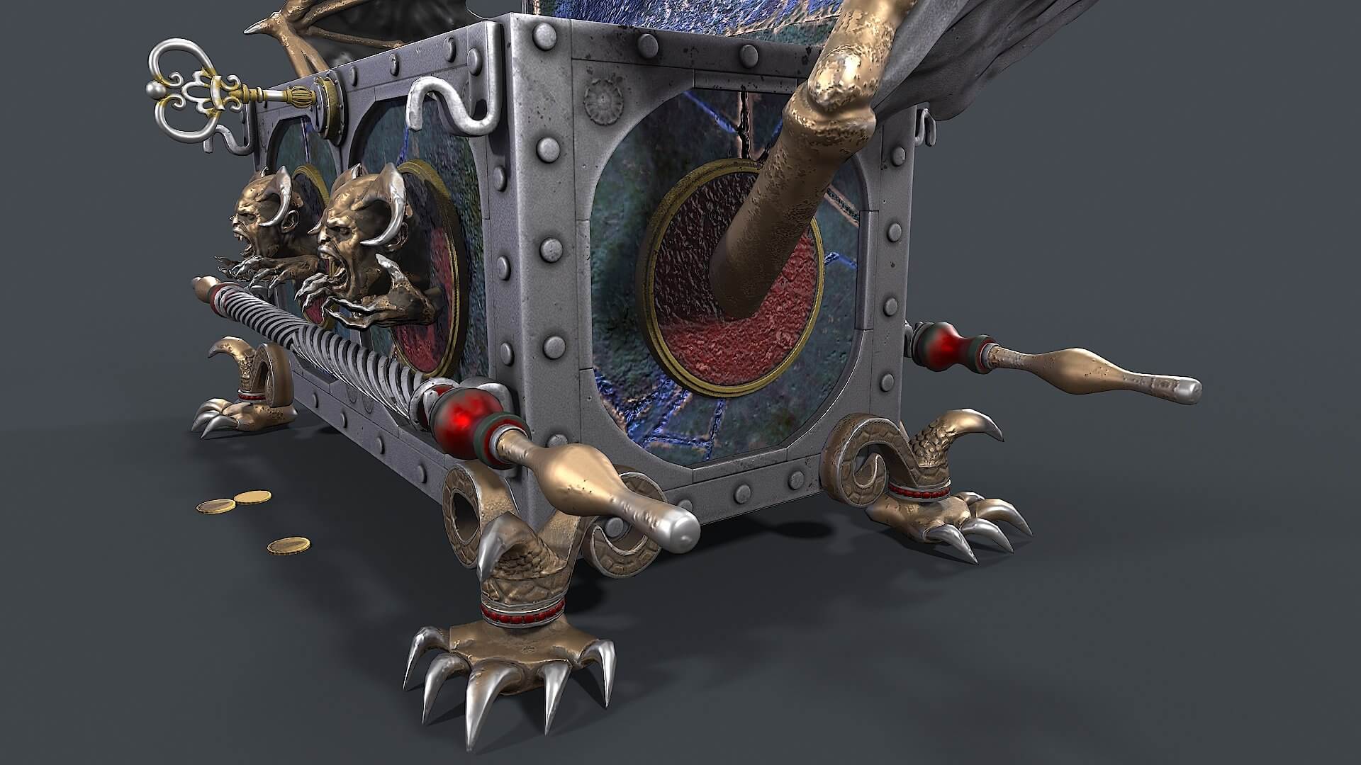 Chest Vampire with Coins 3D Model by Nicu_Tepes