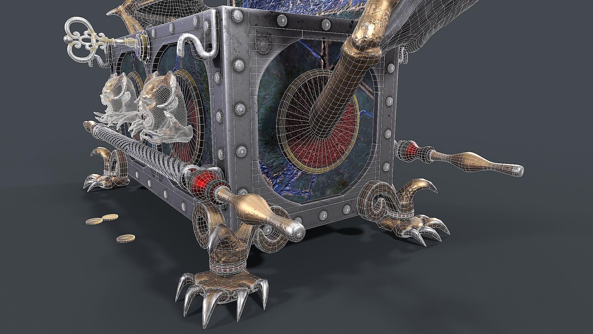 Chest Vampire with Coins 3D Model by Nicu_Tepes