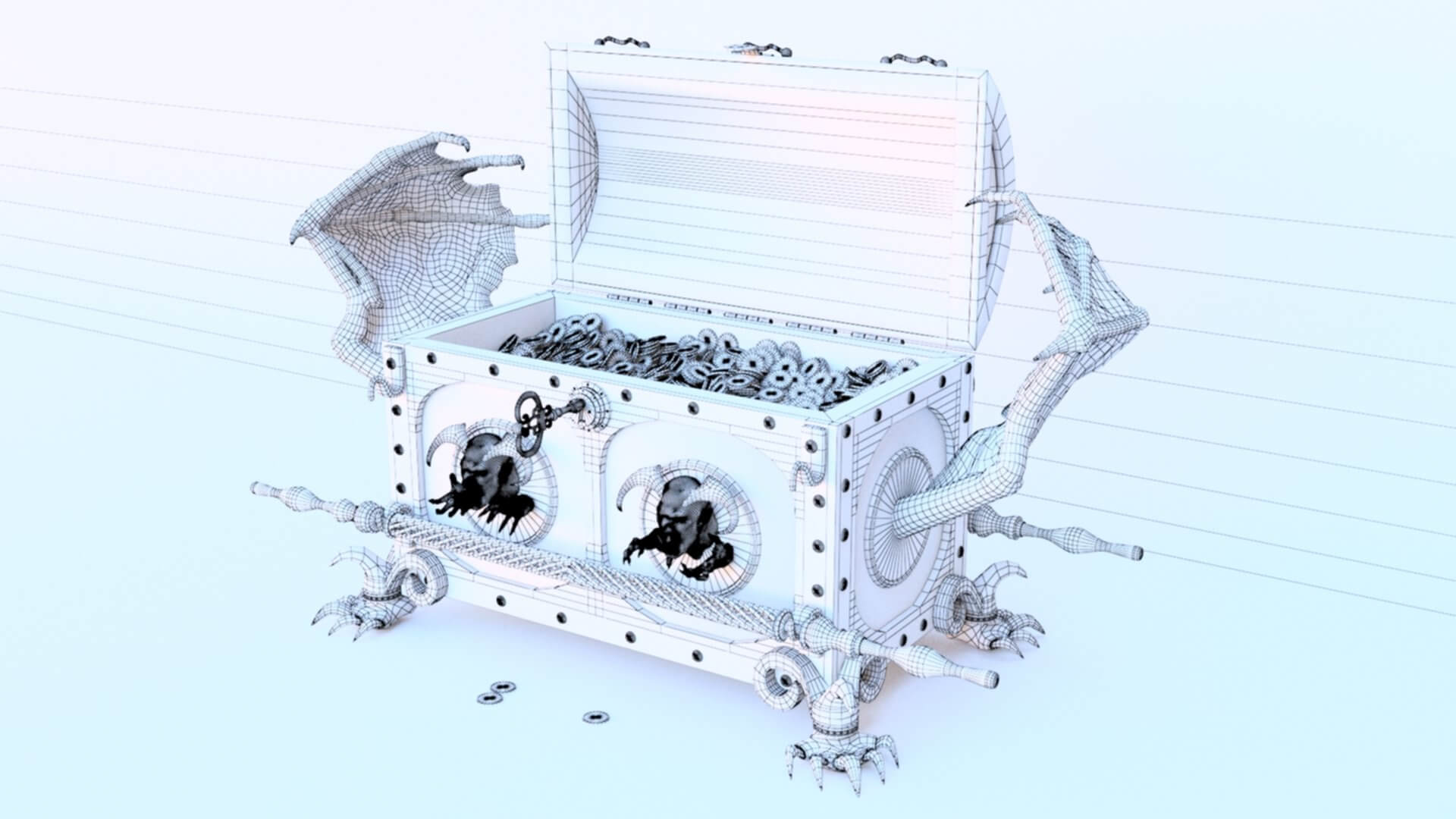 Chest Vampire with Coins 3D Model by Nicu_Tepes