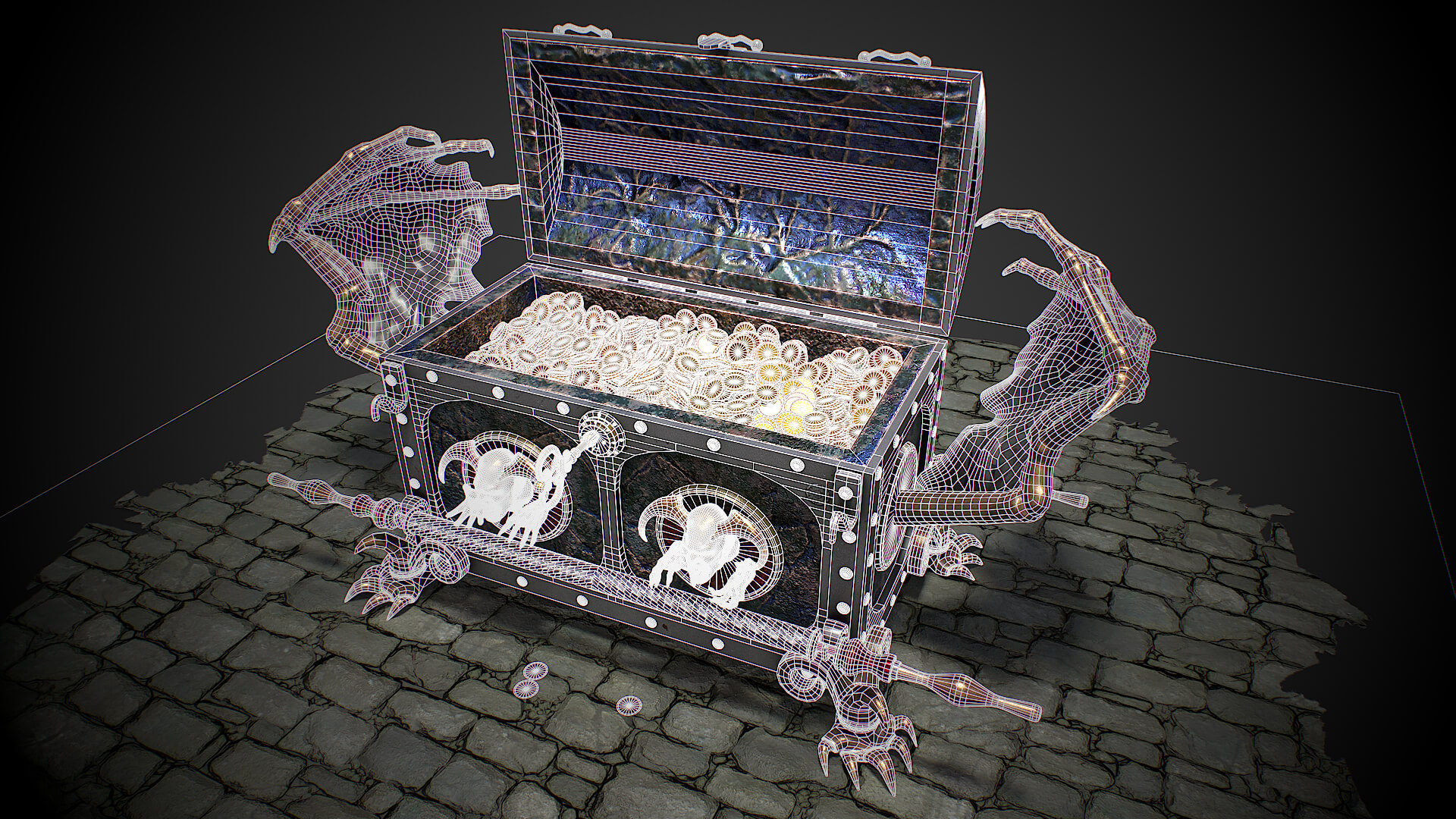 Chest Vampire With Coins 3D Model by Nicu_Tepes