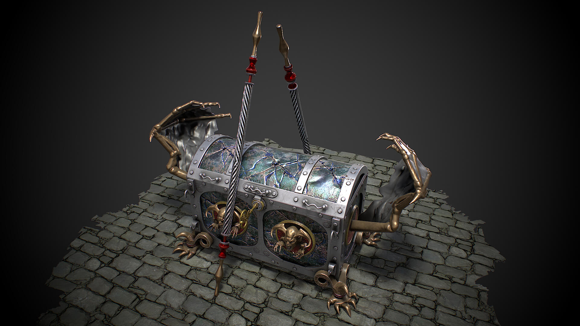 Chest Vampire With Coins 3D Model by Nicu_Tepes