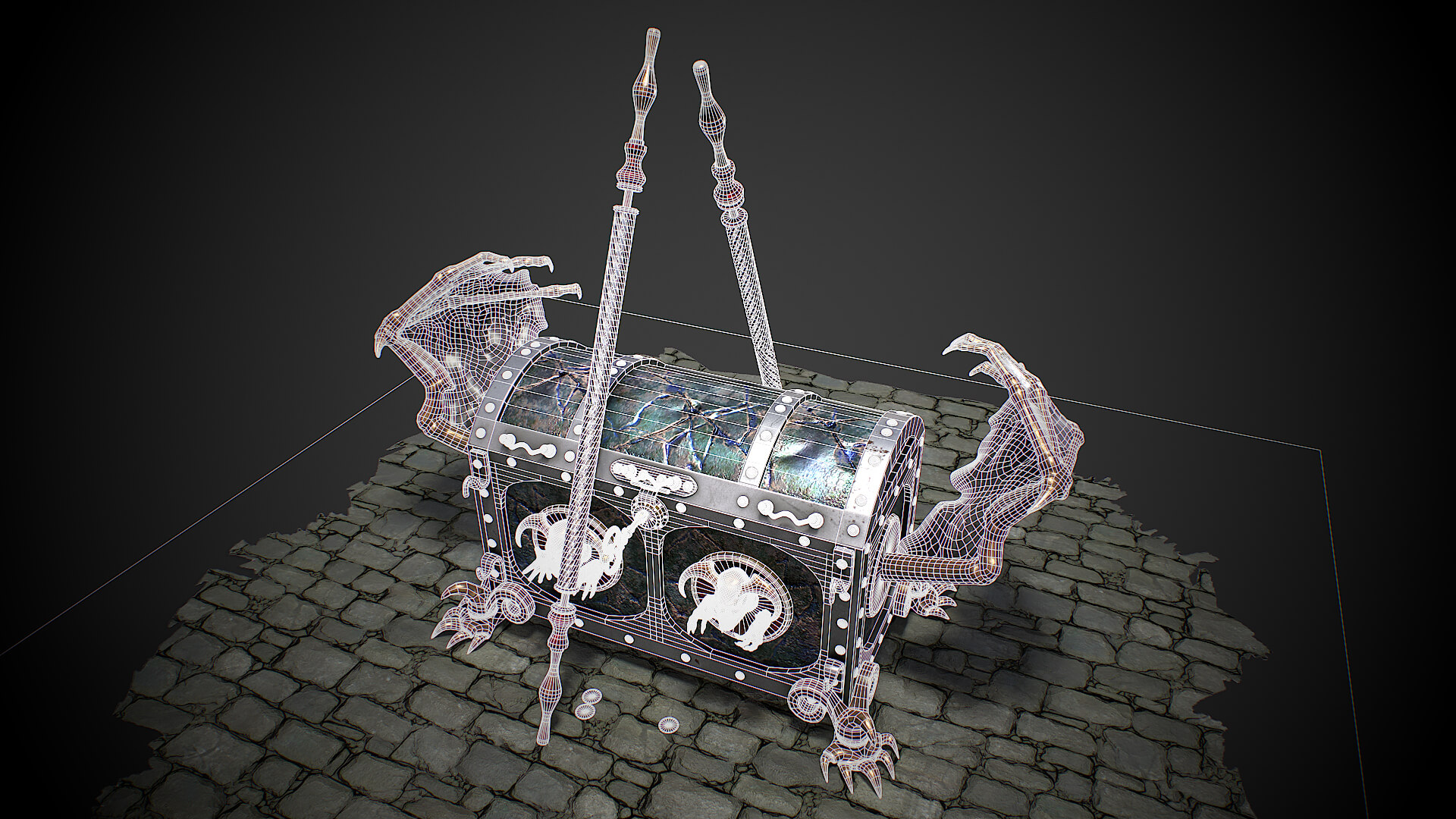 Chest Vampire With Coins 3D Model by Nicu_Tepes