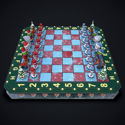 Christmas Chess Game Ready 3D Model