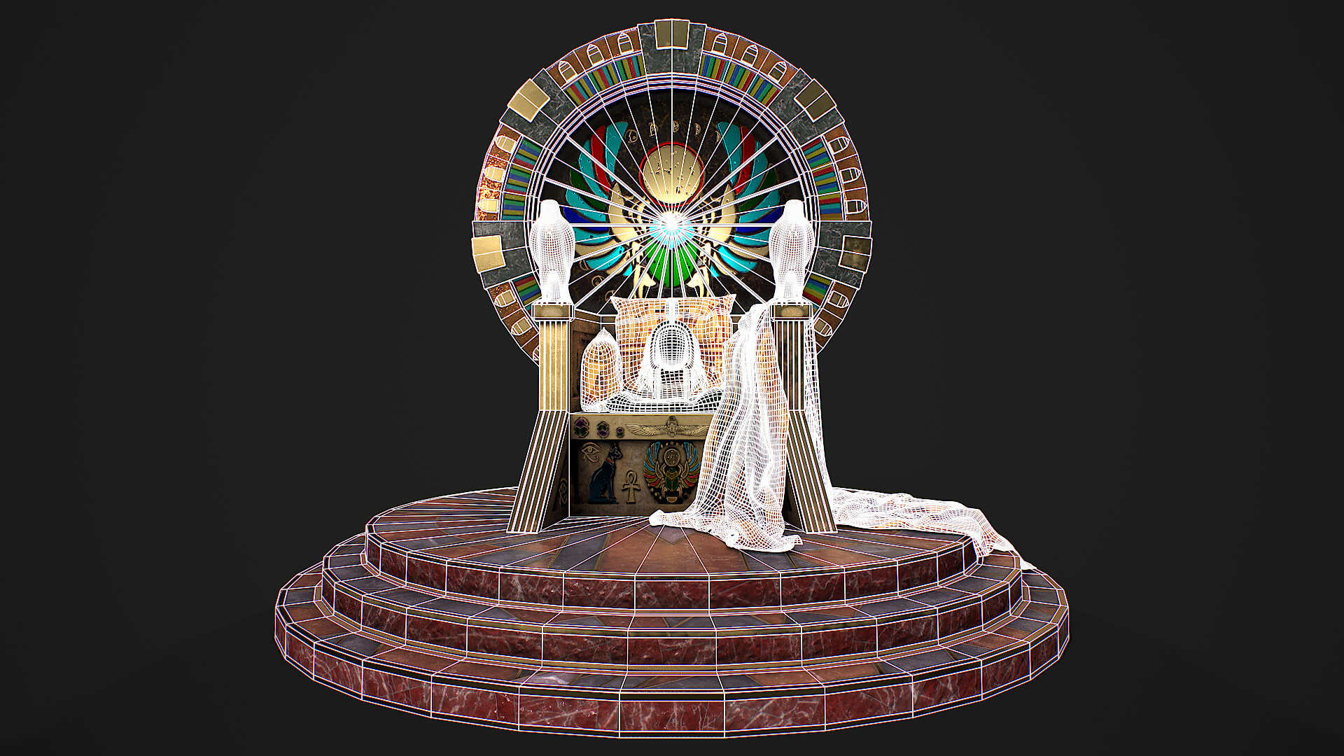 Throne Accessory Egyptian Throne With Accessories - 3D Model by Nicu_Tepes