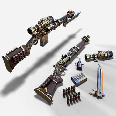 Fantasy Rifle 2 Game Ready Asset