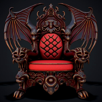 Fantasy Throne 1 Game Ready 3D Model