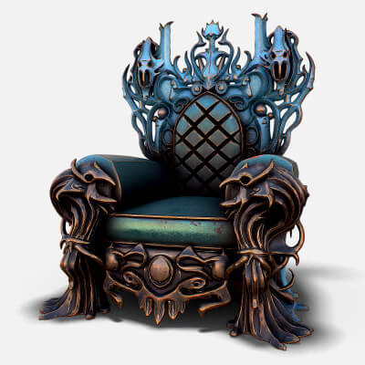 Fantasy Throne 4 Game Ready 3d Model