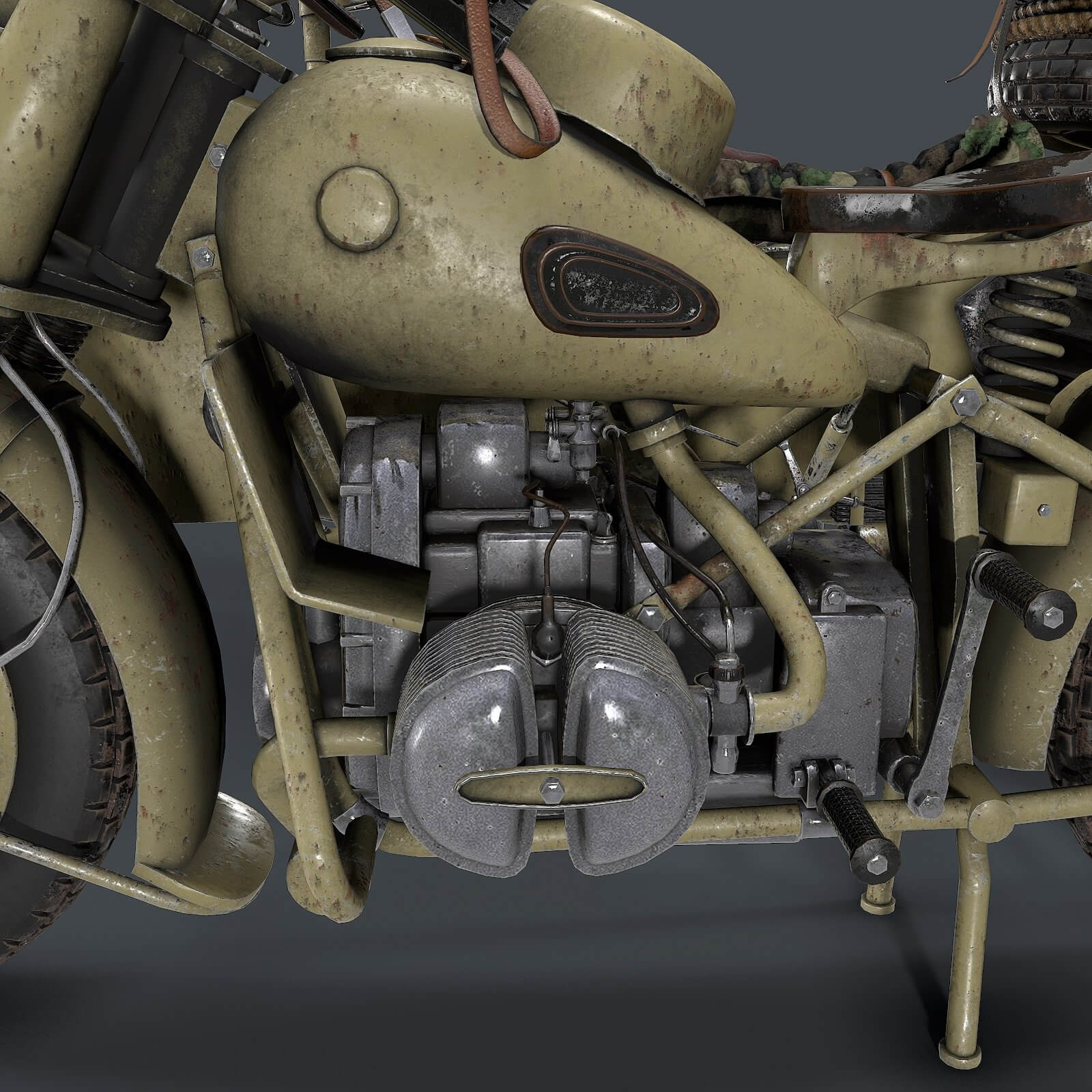 Germany Motorcycle Model German Motorcycle with Sidecar WW2 - 3D Model by Nicu_Tepes
