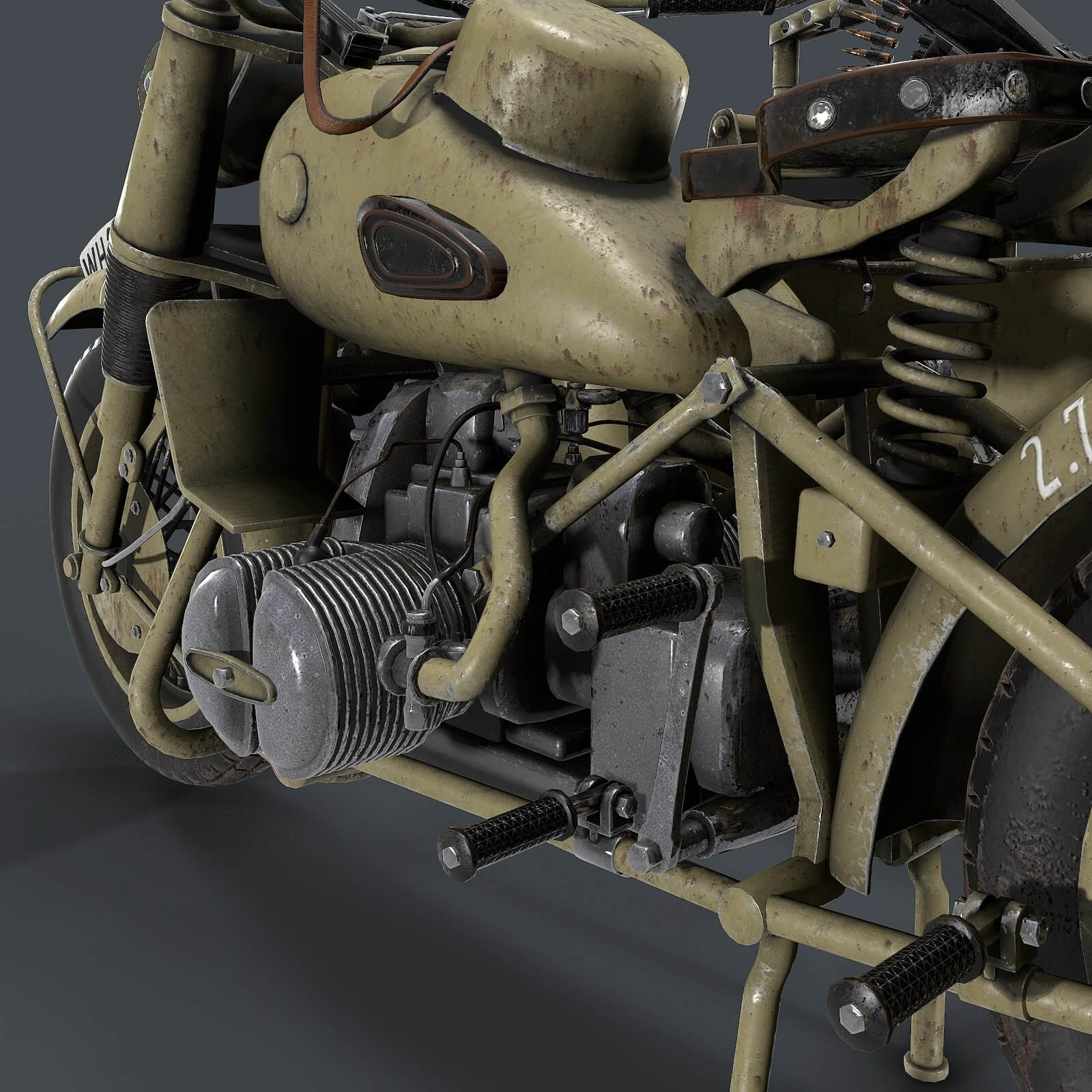 Germany Motorcycle Model German Motorcycle with Sidecar WW2 - 3D Model by Nicu_Tepes