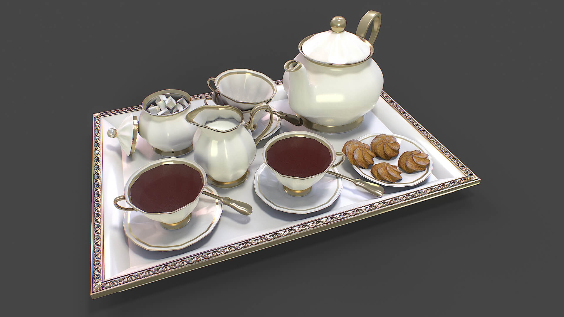 Tea Set 3D Model by Nicu_Tepes