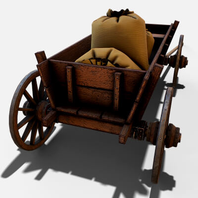 Wooden Cart 3D Model