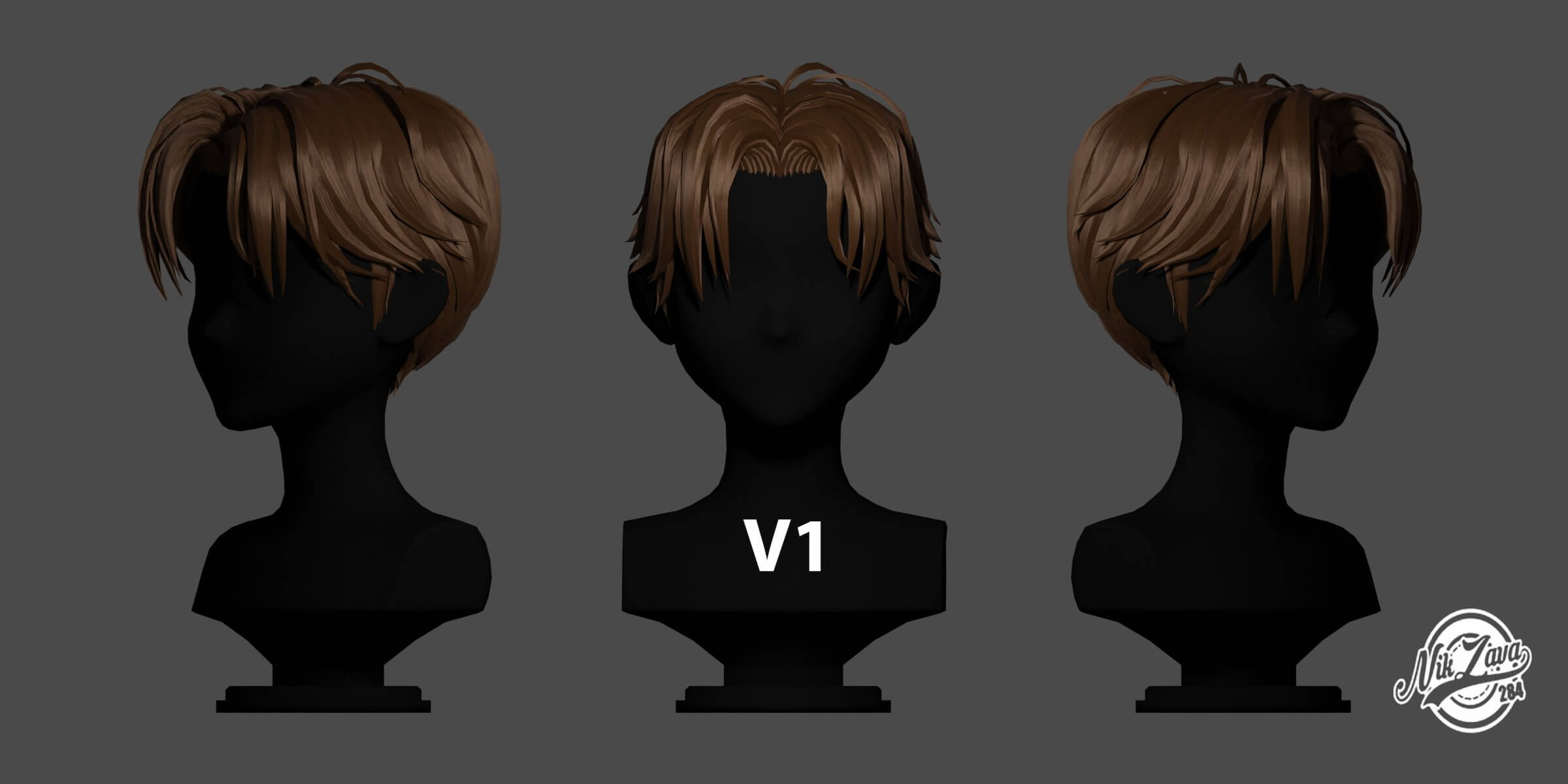 Stylized Hair V2 - 3D Model by Nik284