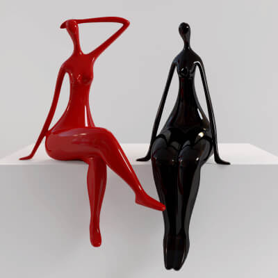 A Set of Statues of a Lady 3D Model