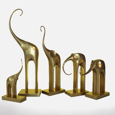 Figurines Five Elephants 3D Model