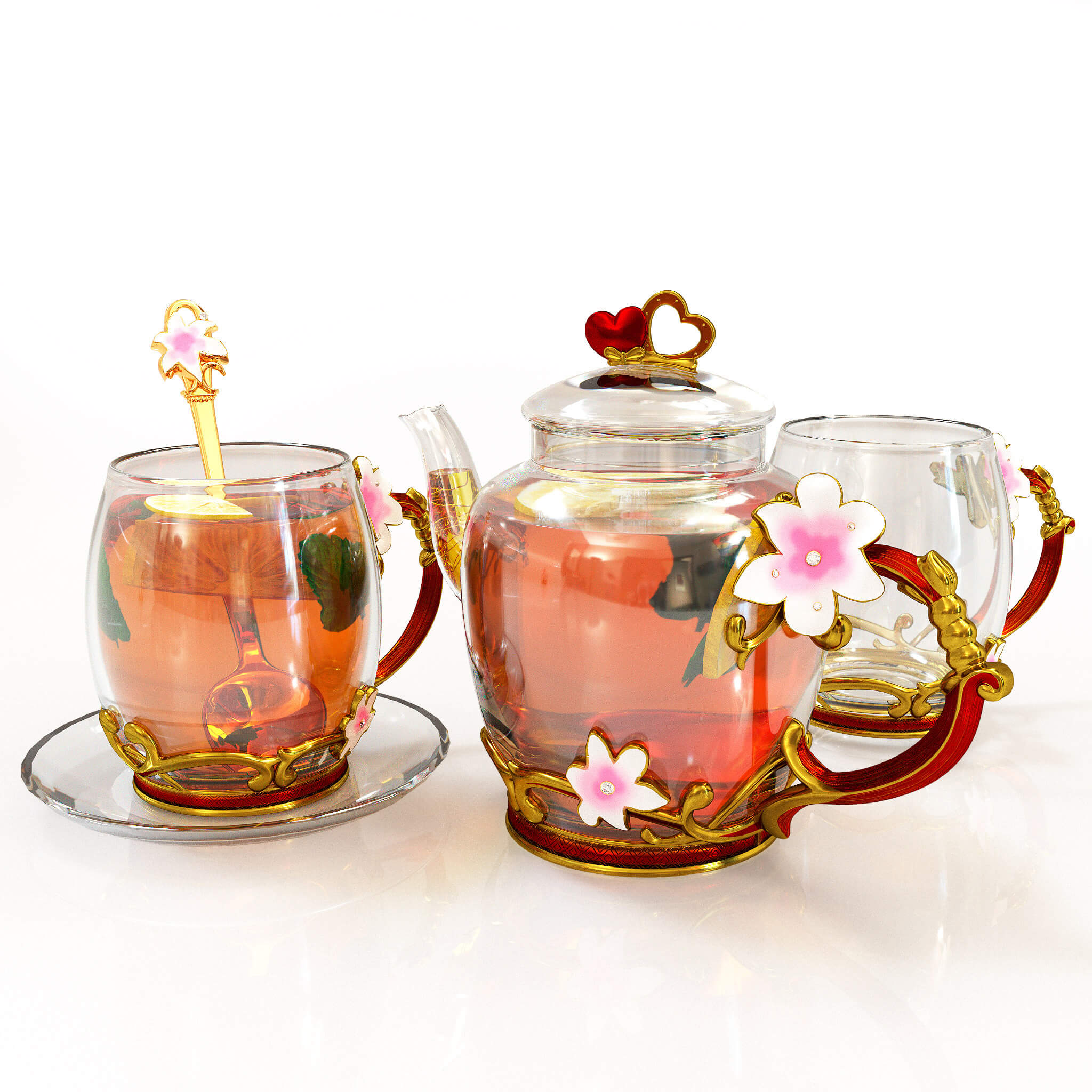 Handmade Tea Set 3D Model 3D Model 3D Render by North2023