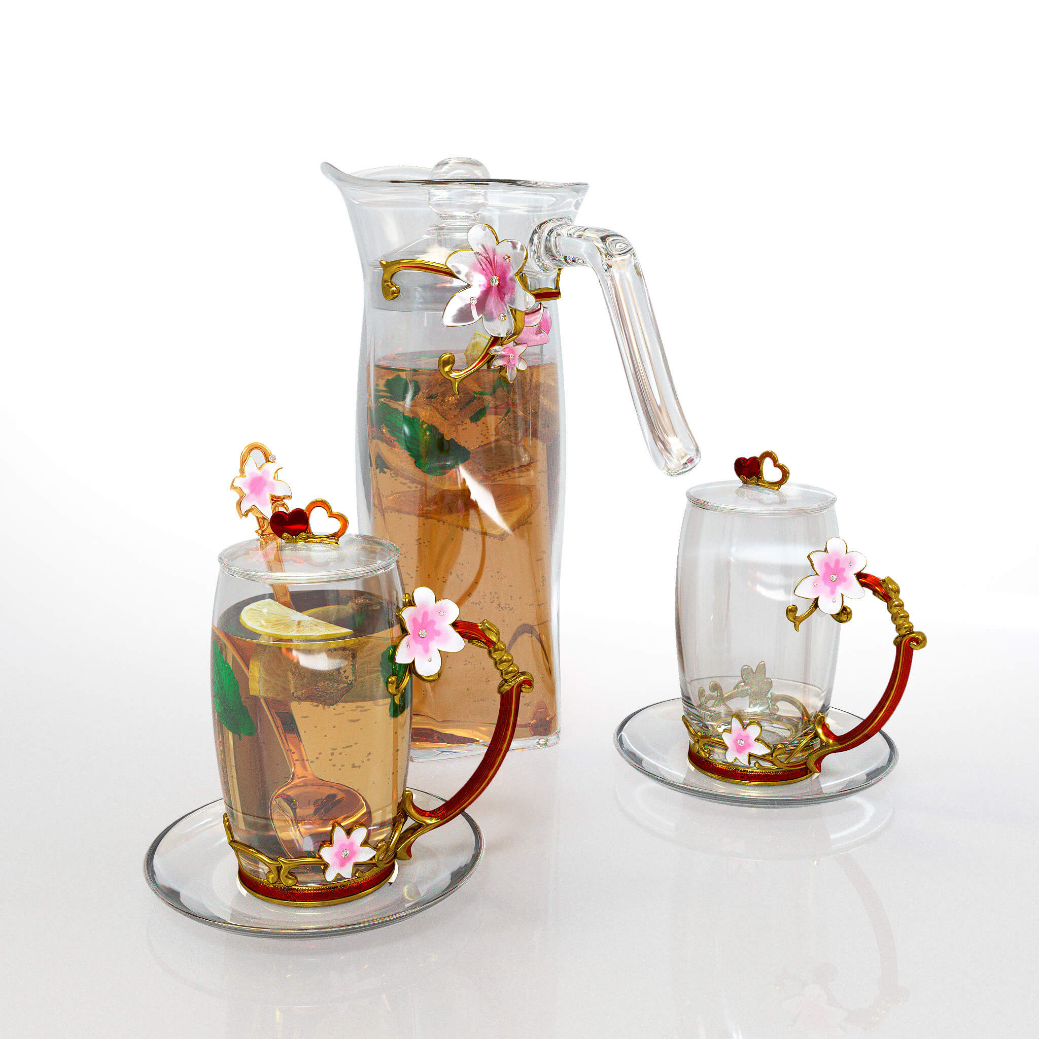 Handmade Tea Set With Carafe 3D Model 3D Render by North2023