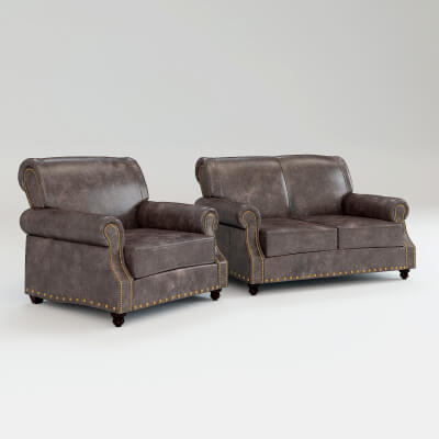 Landry Leather Armchair and Sofa Collection 3D Models