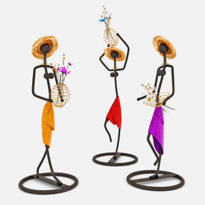 Statuettes of Ladies With Bouquets of Flowers 3D Model