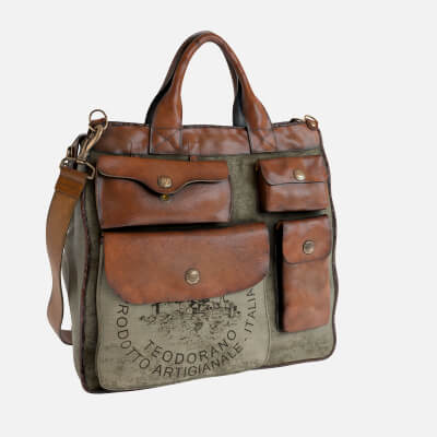 The Campomaggi Large Fabric &amp Leather Shopper Bags 3D Mo