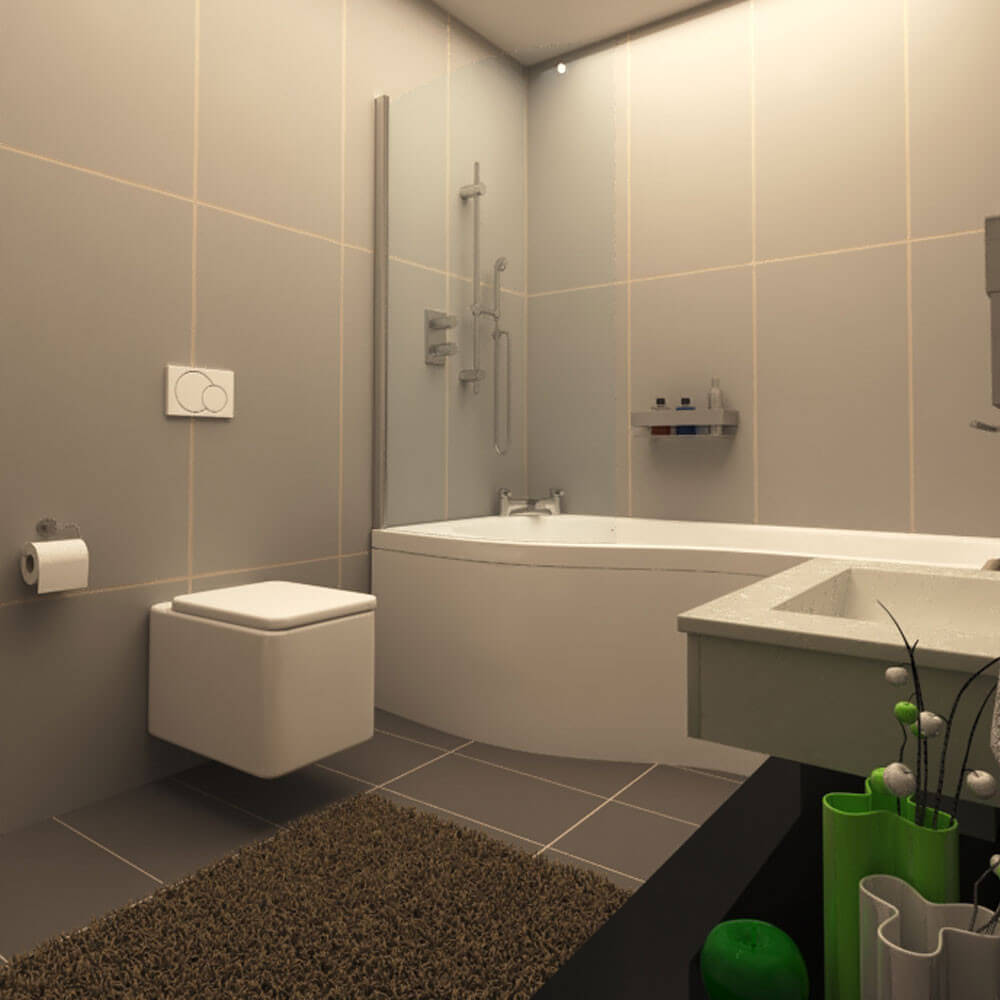 Bathroom, Small and Modern Bathroom 3D Model by nsr_sh06