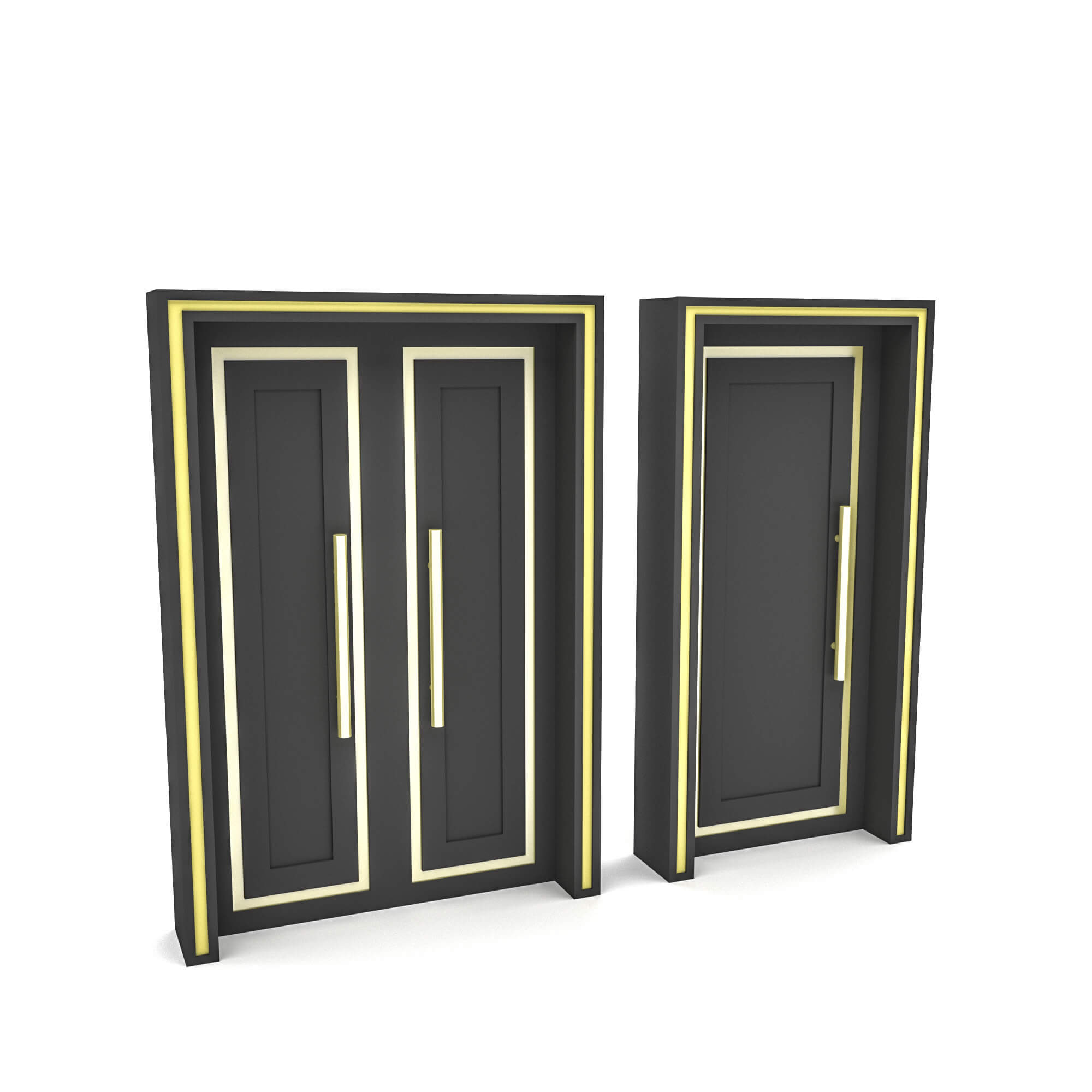 Modern Gold and Black Door Low Poly 3D Model by nvere
