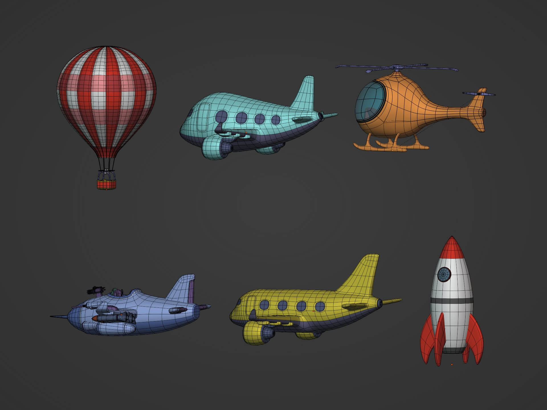 Cartoon Aircraft Collection - 3D Model by Ocstard