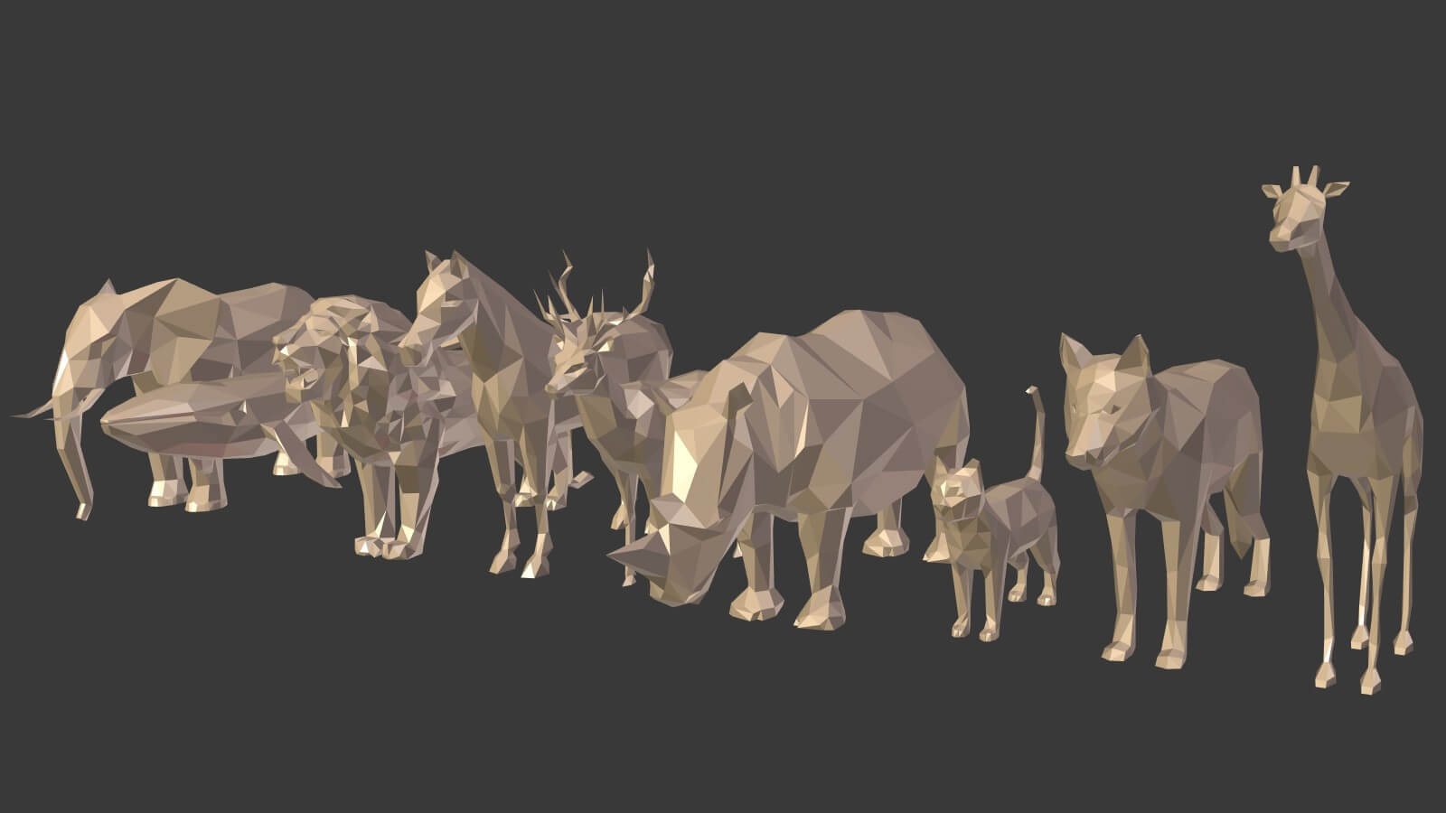 Low Poly Cartoon Animals Figurines Pack - 3D Model by Ocstard