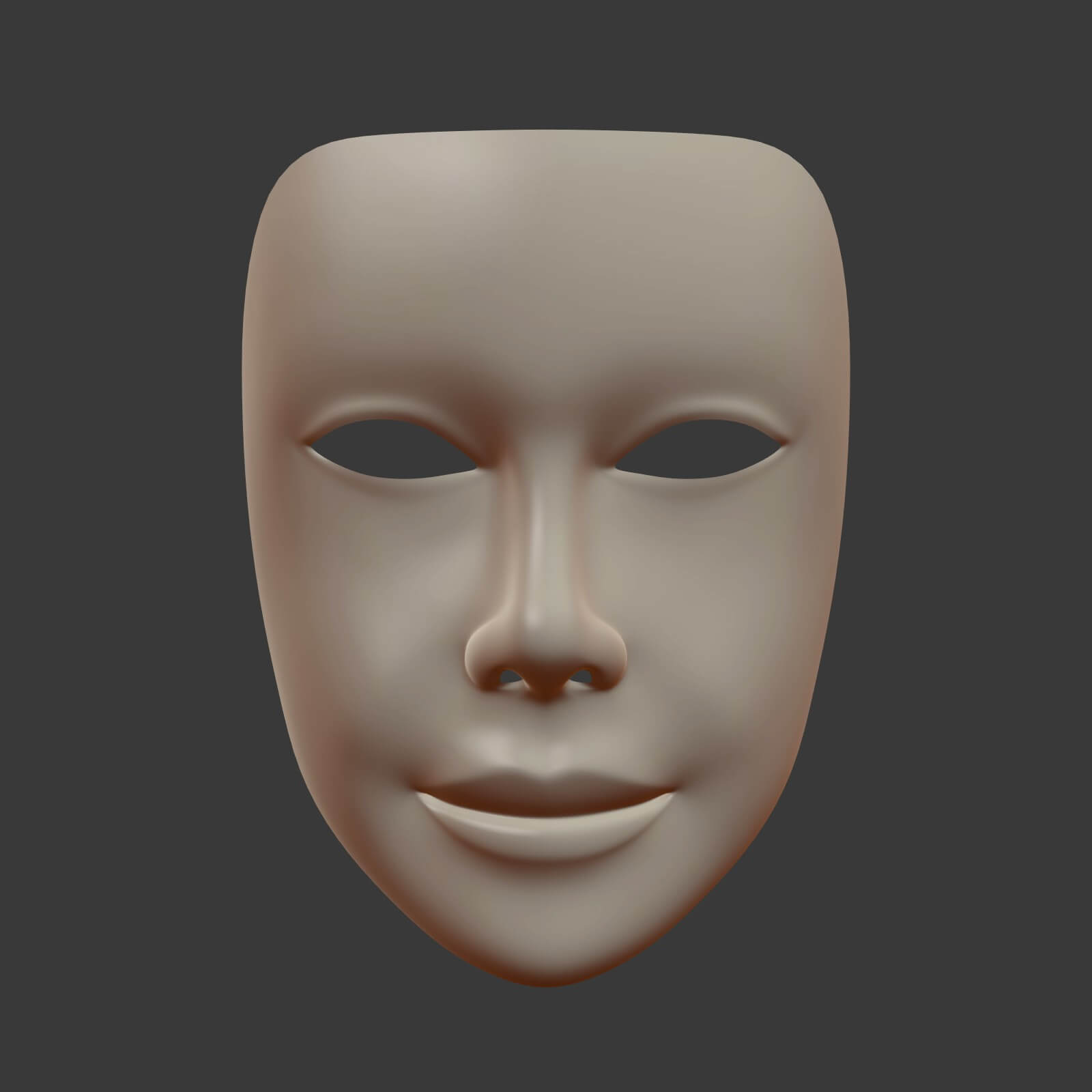 Female Theater Mask With Neutral Expressions 3D Model by Ocstard
