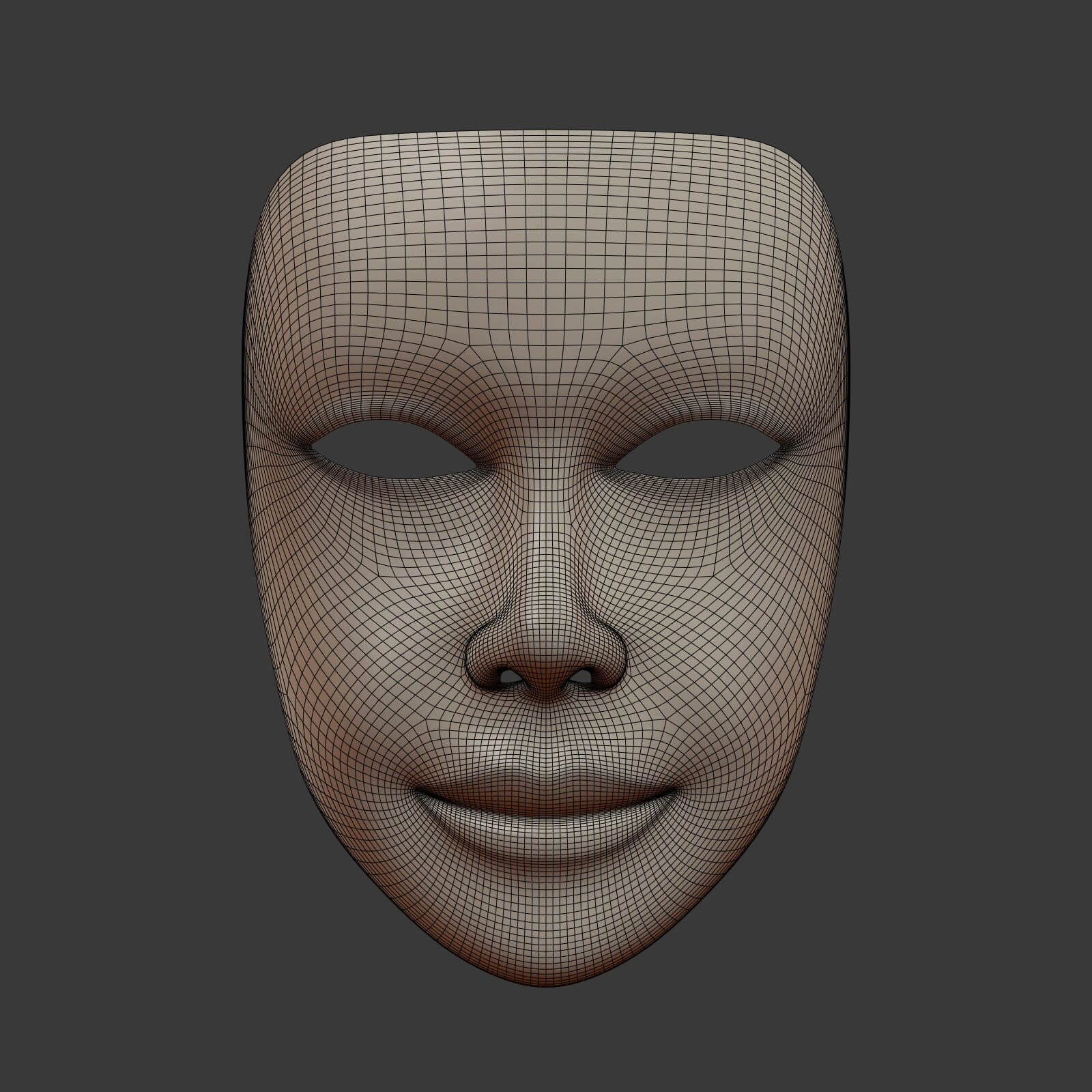 Female Theater Mask With Neutral Expressions 3D Model by Ocstard