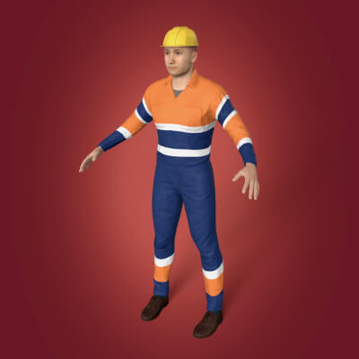 Construction Worker With High Quality Fk-IK Rig