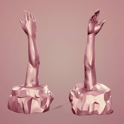 Abstract Polygonal Hand Arm Sculpture Statue Figurine - 3D Model by Ocstard