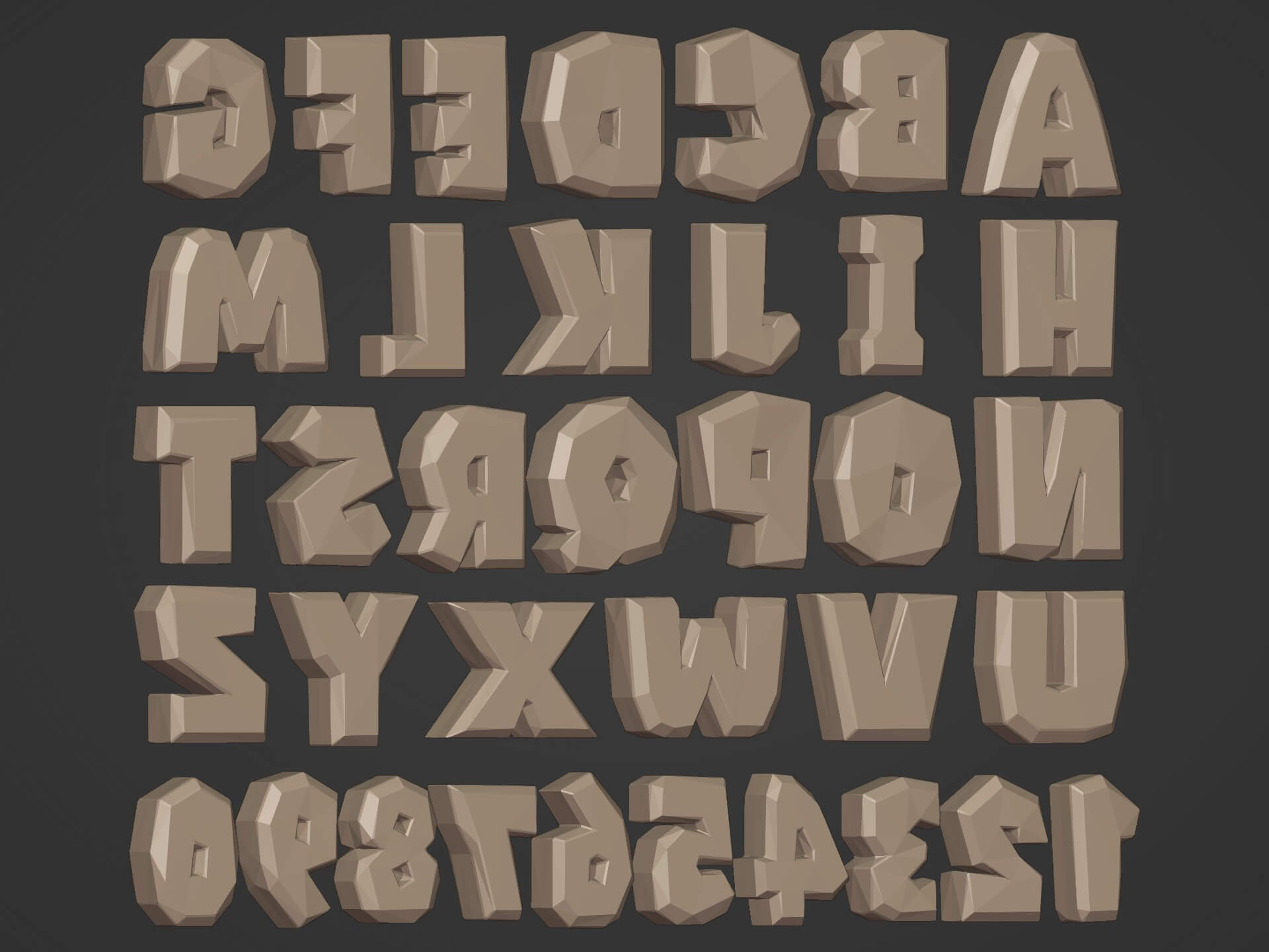 Polygonal Alphabet - 3D Model by Ocstard