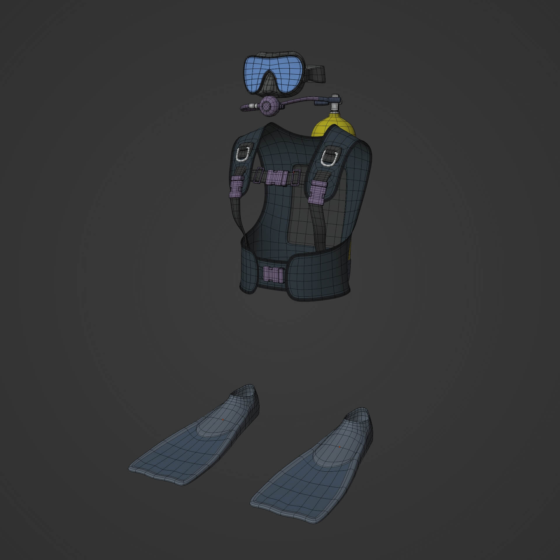 Diving Gear Model Scuba Diving Equipment - 3D Model by Ocstard