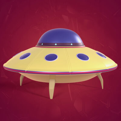 Cartoon UFO - Flying Saucer - Alien Fantasy Spaceship