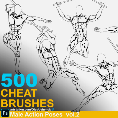 500 Cheat Brushes Male Action Poses