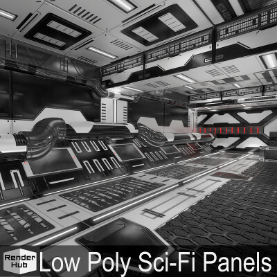 Sci-Fi Panels and Pipes Low Poly