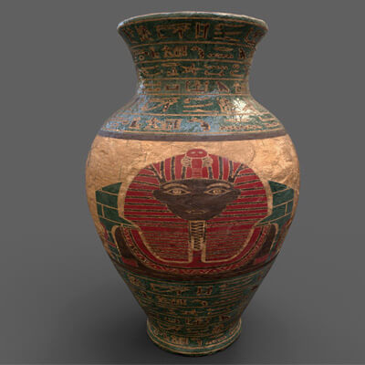 Ancient Egyptian Clay Vase Lowpoly 3D Model