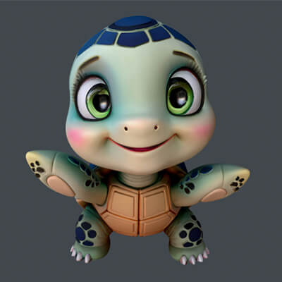 Cute Turtle 3D Print Model