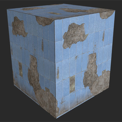 Damage Ceramic Wall Tiles 4K PBR Texture