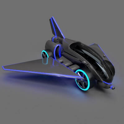 Futuristic Flying Car 3D Model Low-Poly 3D Model