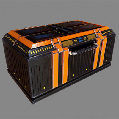Futuristic Industrial Box Crate Lowpoly 3D Model Low-Poly 3D
