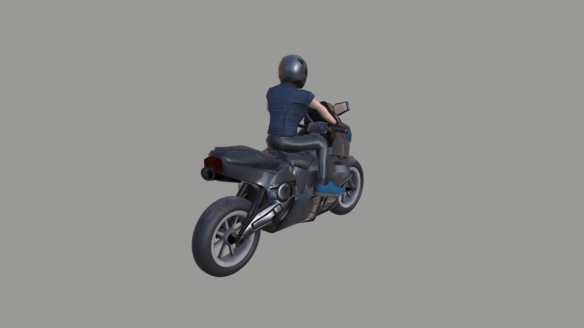 Motorcycle and Character Low Poly 3D Model by omer kamal