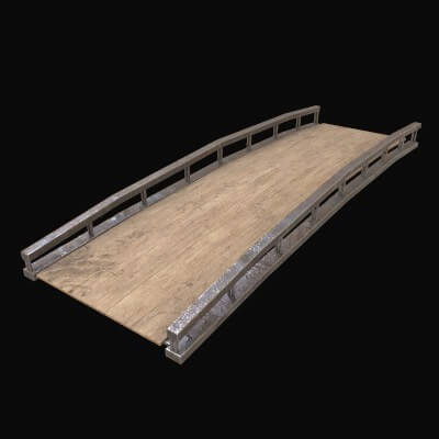 Wooden Small Bridge 3D Model Low-Poly