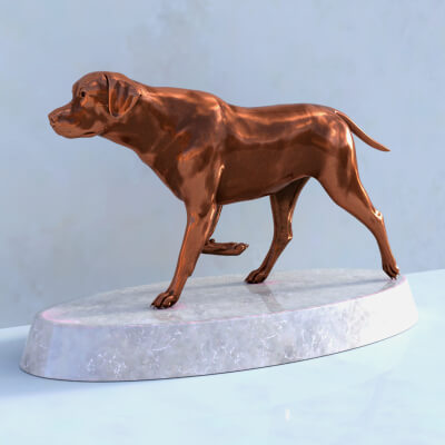 Bronze Dog on Stone Base