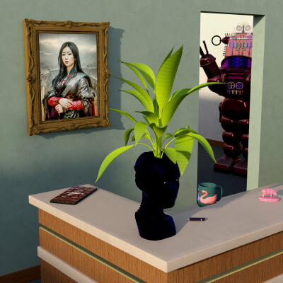Cyborg-Head-Flower-Pot